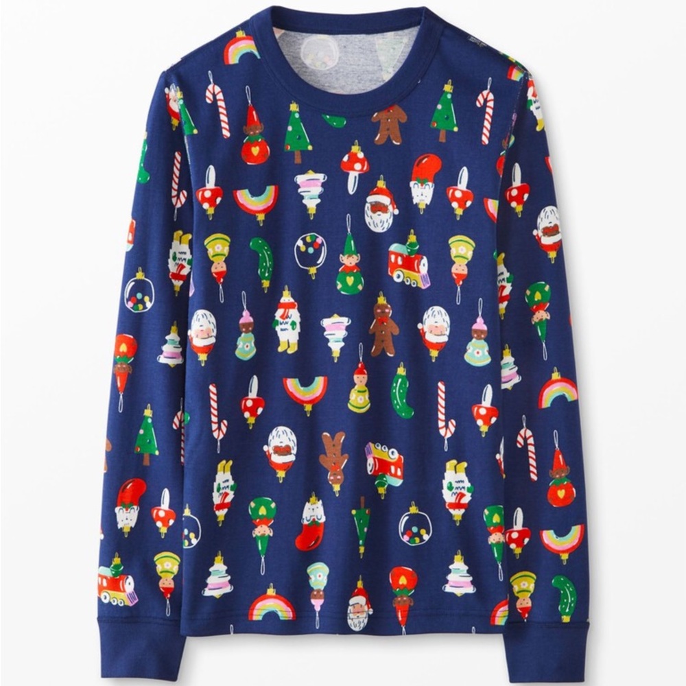 Hanna Andersson Adult Unisex Long John Pajama Top in Classic Ornament M